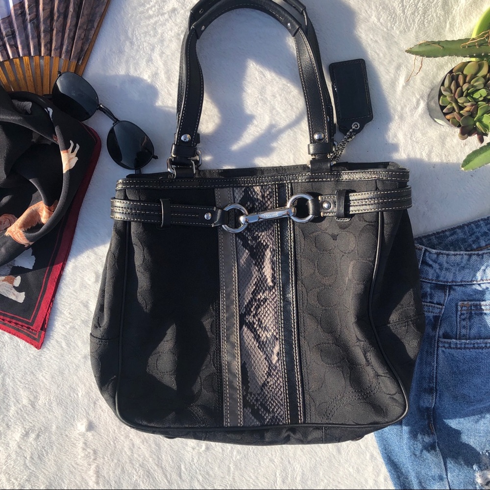 COACH Nancy Stripe Shoulder Purse